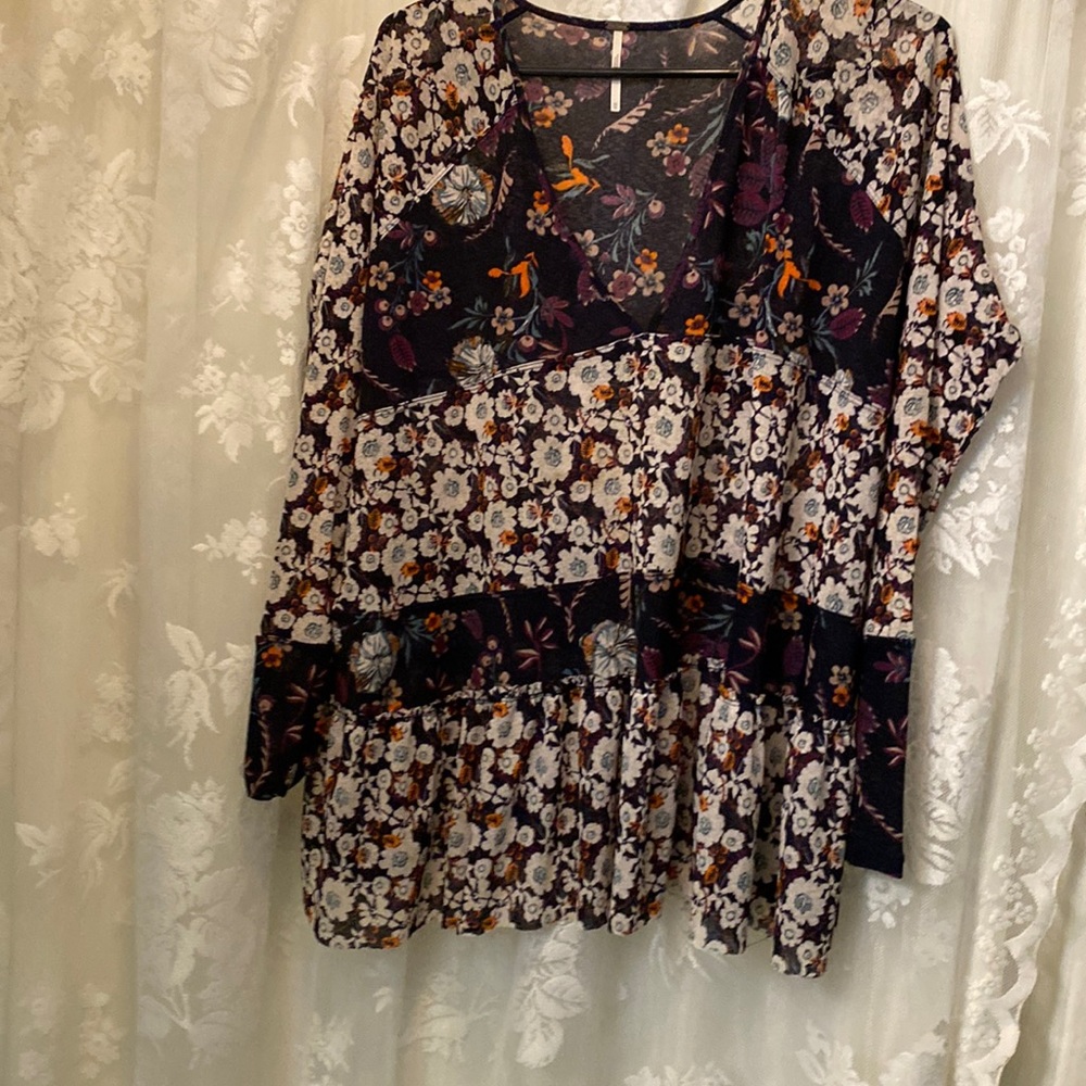 Free people long sleeve sheer mini dress